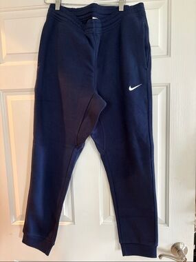 Nike Boys Navy Sweatpants with White Swoosh